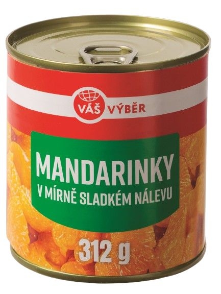 Trvanlivé potraviny - Váš Výběr Mandarinky v mírně sladkém nálevu 312g