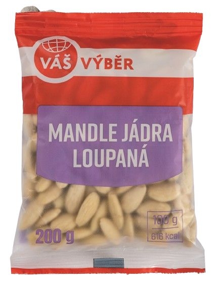 Trvanlivé potraviny - Váš Výběr Mandle jádra loupaná 200 g