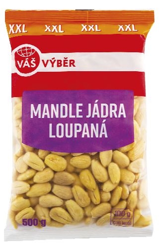 Trvanlivé potraviny - Váš Výběr Mandle jádra loupaná XXL 500 g