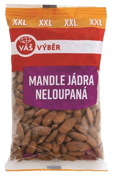 Trvanlivé potraviny - Váš Výběr Mandle jádra neloupaná 500g