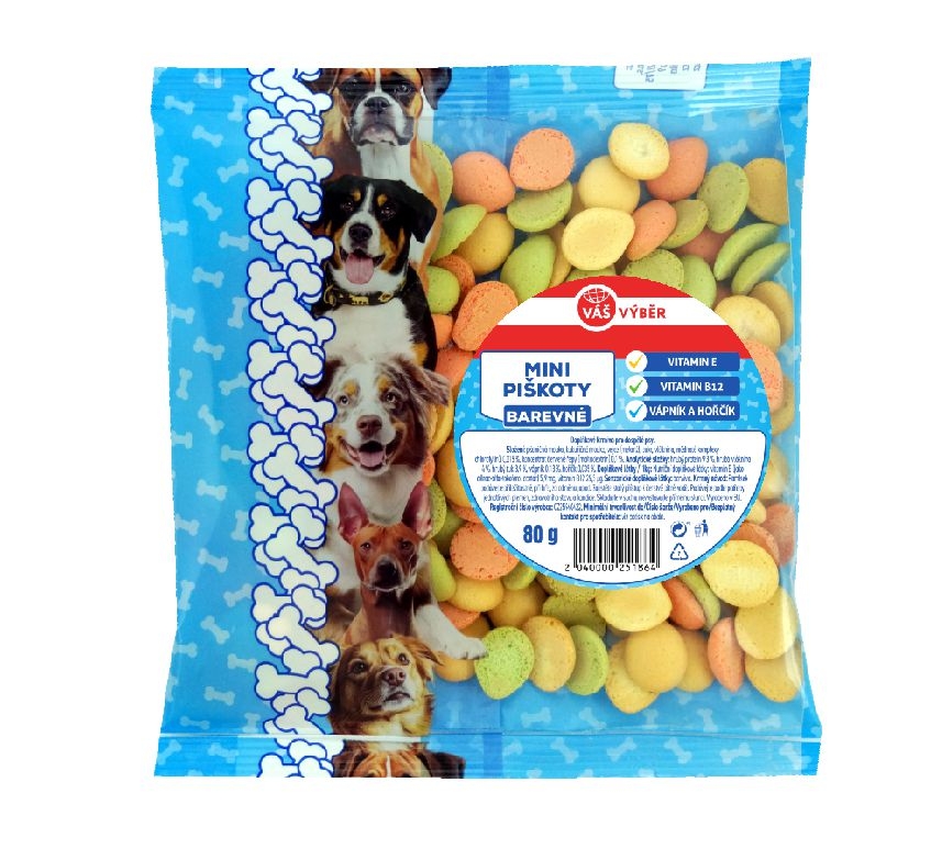Svět zvířat - Váš Výběr MINI Piškoty barevné pro psy 80g
