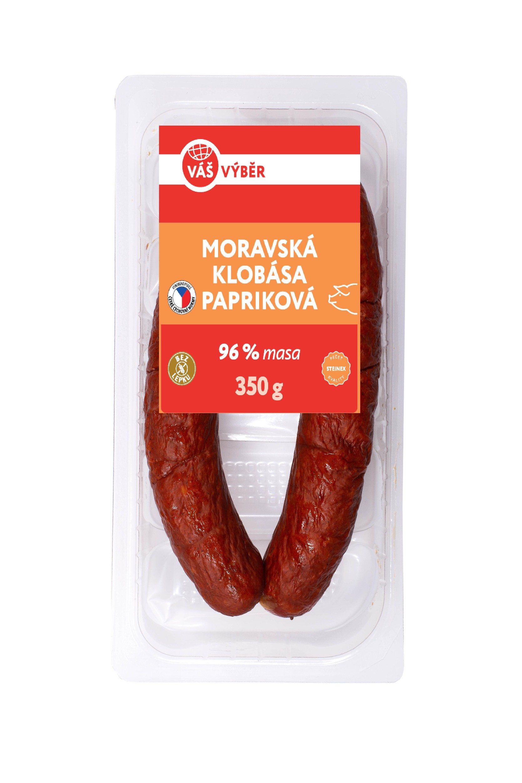Uzeniny a lahůdky - Váš Výběr Moravská papriková klobása 350g
