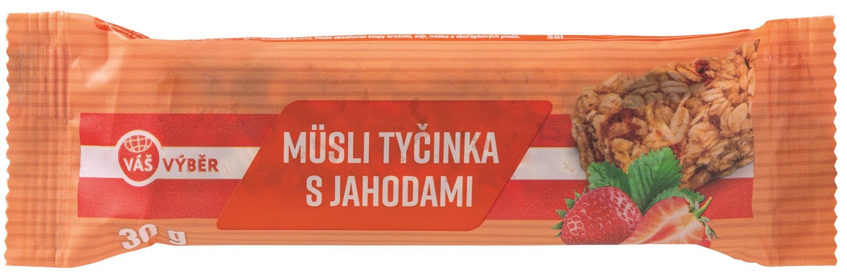Trvanlivé potraviny - Váš Výběr Müsli tyčinka s jahodami 30g