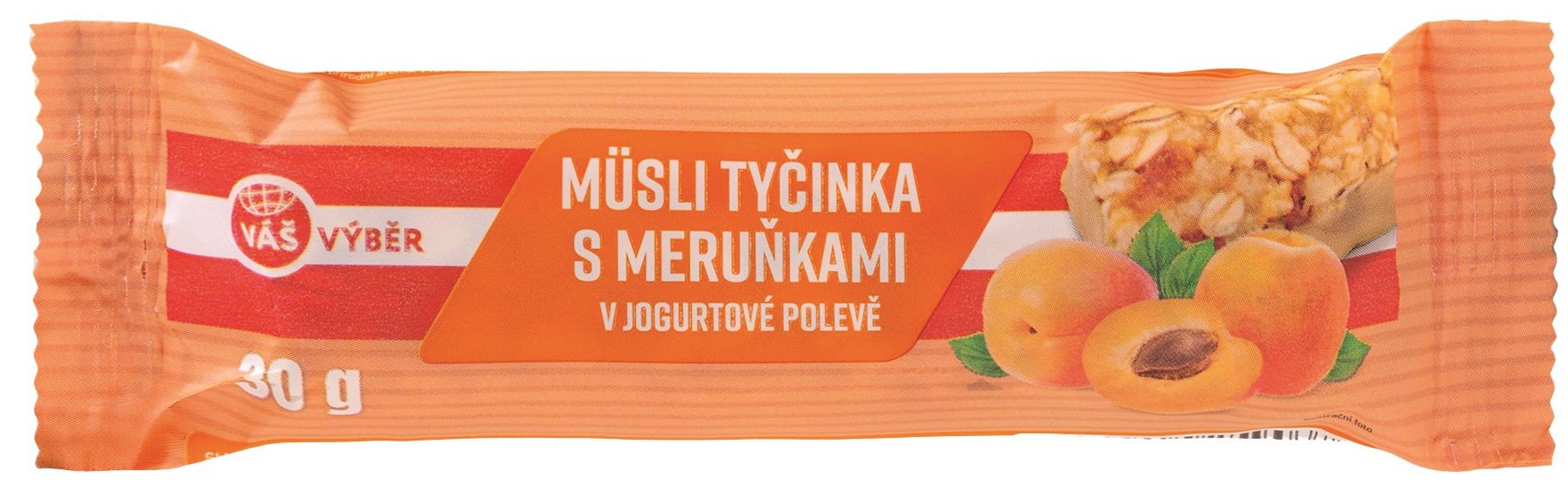 Trvanlivé potraviny - Váš Výběr Müsli tyčinka s meruňkami v jogurtové polevě 30g