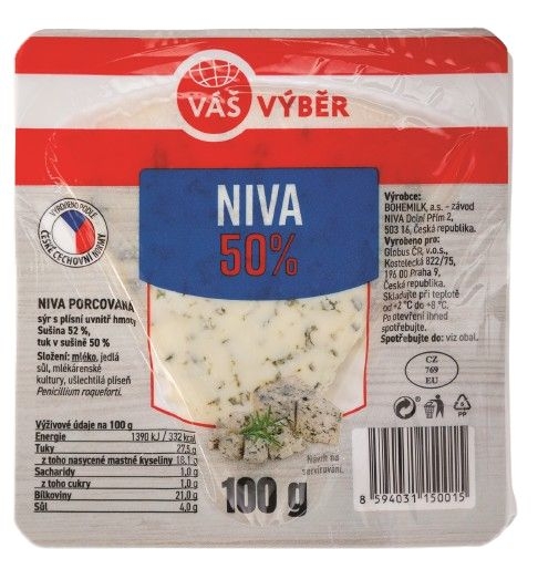 Mléčné a chlazené - Váš výběr Niva 50 % t.v.s. porce 100 g