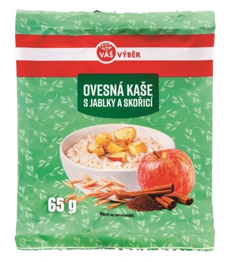 Trvanlivé potraviny - Váš Výběr Ovesná kaše s jablkem a skořicí 65g
