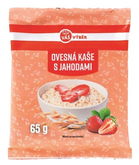 Trvanlivé potraviny - Váš Výběr Ovesná kaše s jahodami 65g
