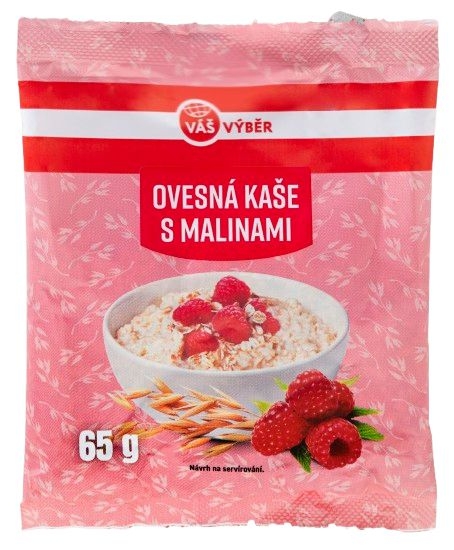 Trvanlivé potraviny - Váš Výběr Ovesná kaše s malinami 65g