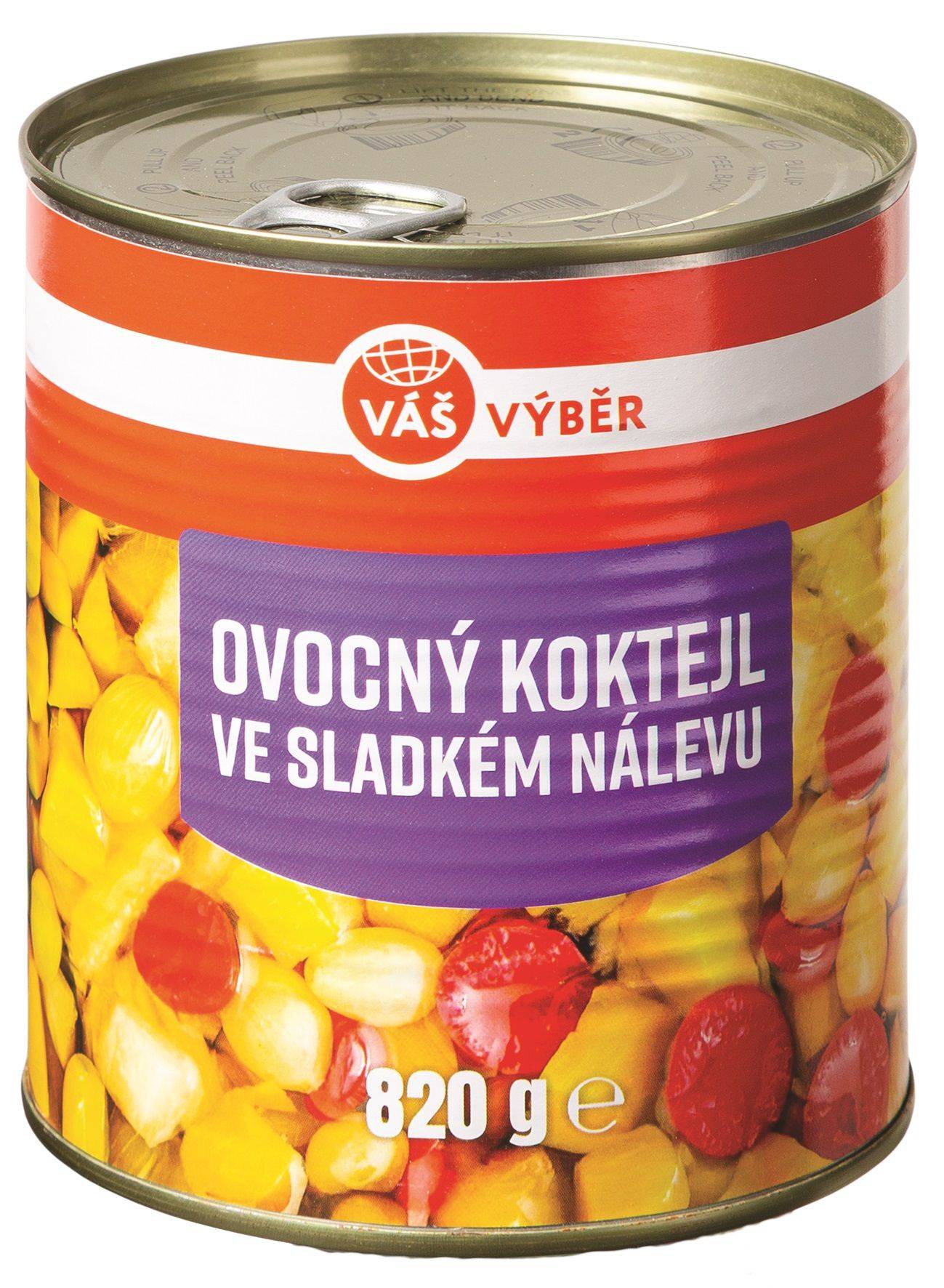 Trvanlivé potraviny - Váš Výběr Ovocný kotejl ve sladkém nálevu 820g