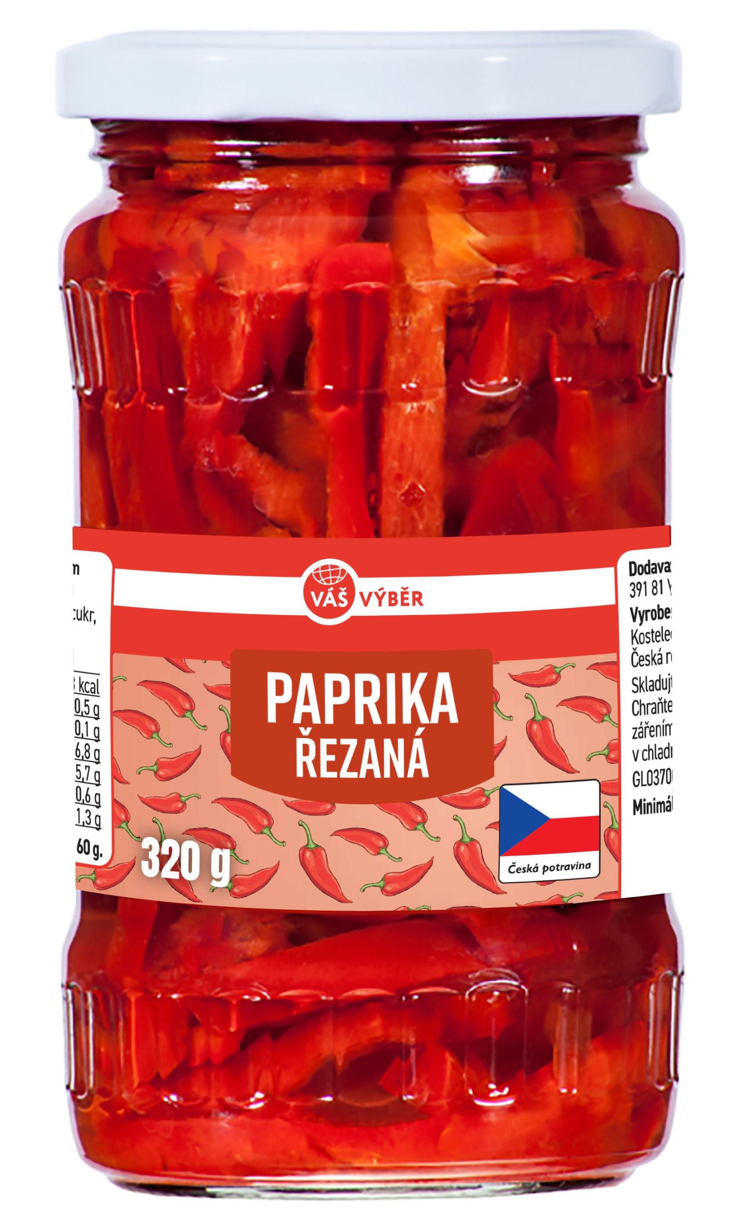 Trvanlivé potraviny - Váš Výběr Paprika řezaná 320g