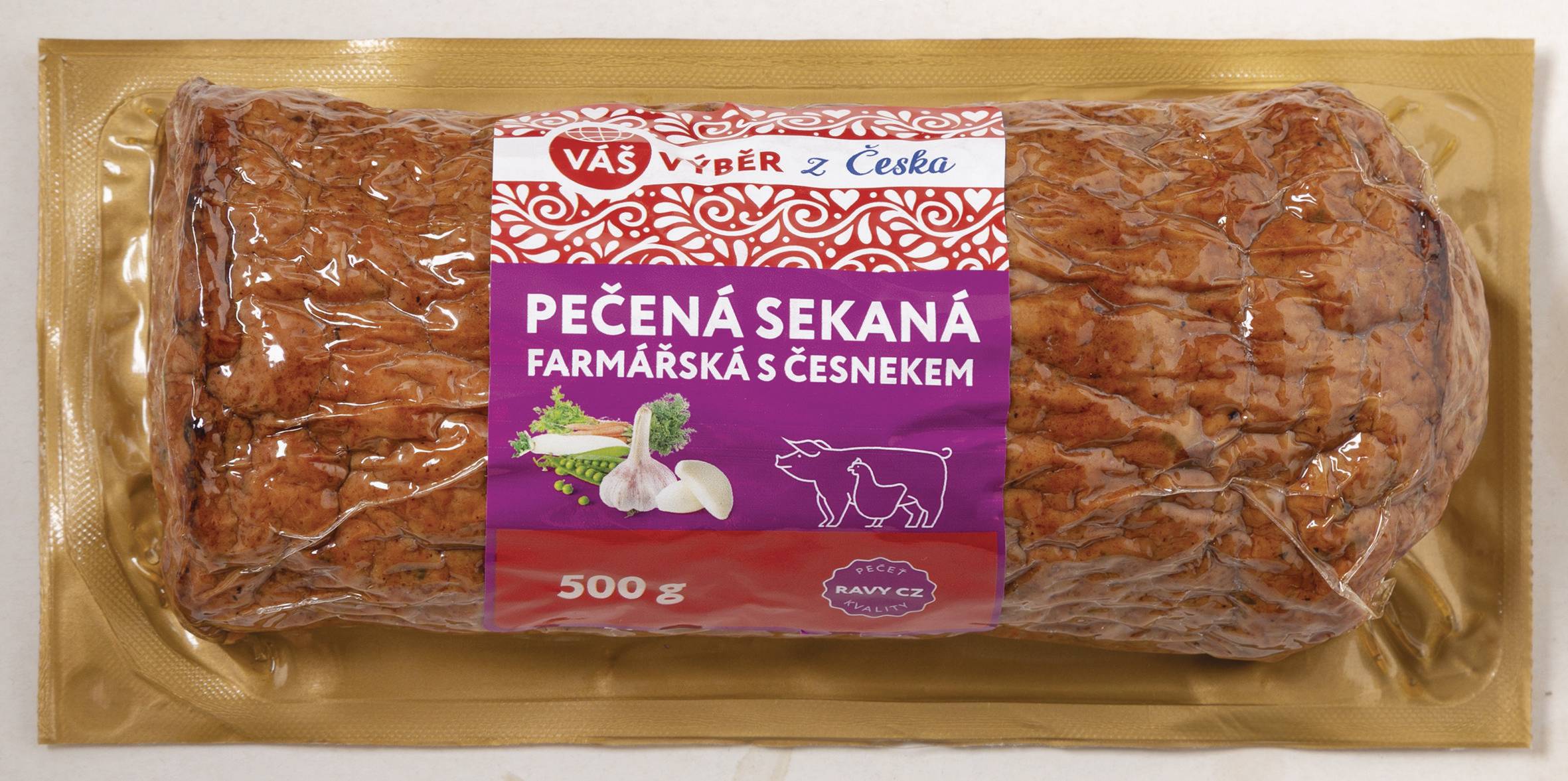Uzeniny a lahůdky - Váš Výběr Pečená farmářská sekaná s česnekem 500g