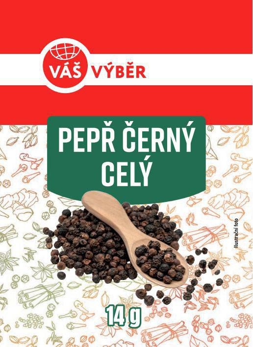 Trvanlivé potraviny - Váš Výběr Pepř černý celý  14g