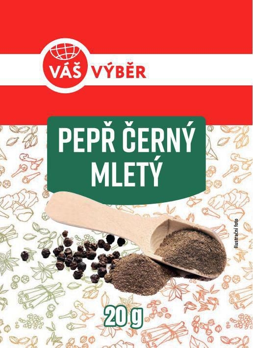 Trvanlivé potraviny - Váš Výběr Pepř černý mletý  20g