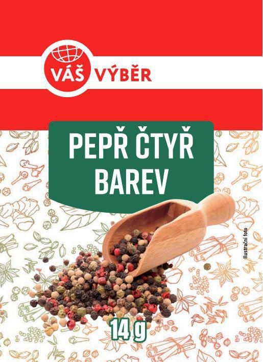 Trvanlivé potraviny - Váš Výběr Pepř čtyř barev  14g