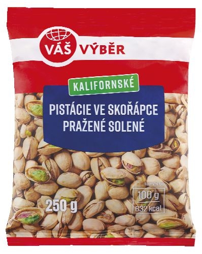 Trvanlivé potraviny - Váš Výběr Pistácie ve skořápce pražené solené 250g