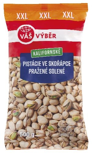 Trvanlivé potraviny - Váš Výběr Pistácie ve skořápce pražené solené 500g