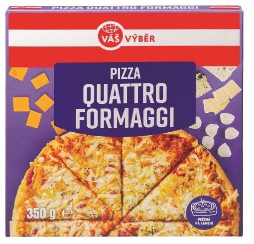 Mražené potraviny - Váš Výběr Pizza Quattro Formaggi mražená 350g