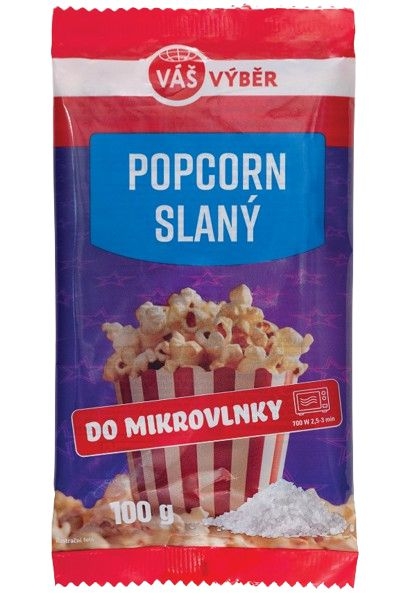 Trvanlivé potraviny - Váš Výběr Popcorn Slaný 100g