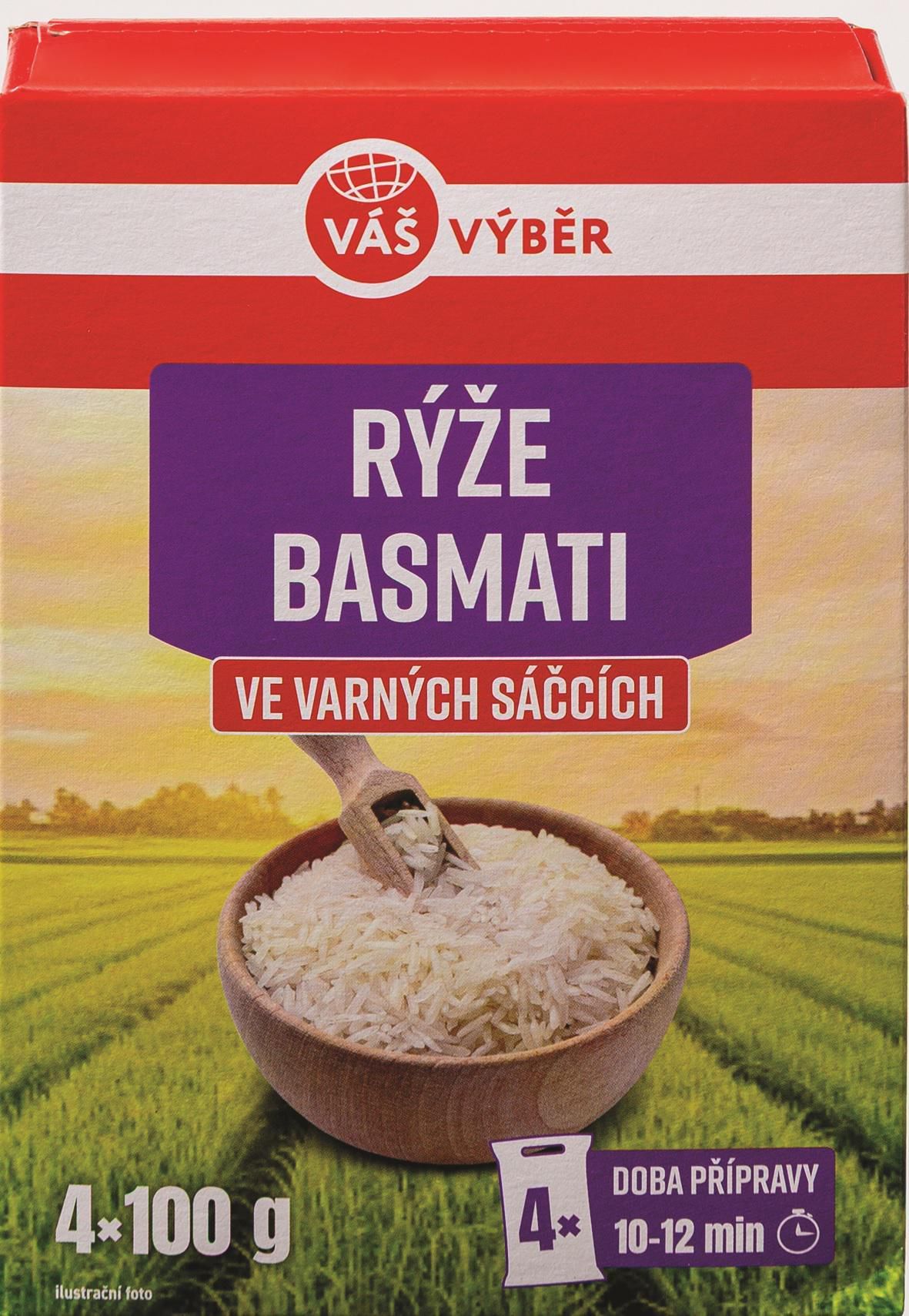 Trvanlivé potraviny - Váš Výběr Rýže basmati varné sáčky 4X100g