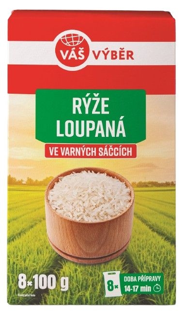 Trvanlivé potraviny - Váš Výběr rýže dlouhozrnná VS 8x100 g