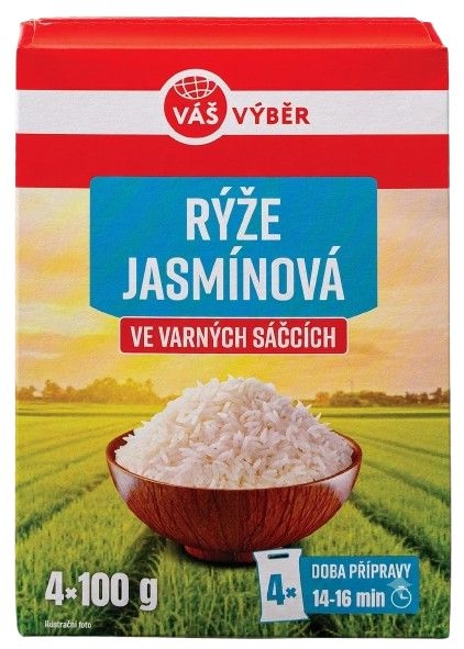 Trvanlivé potraviny - Váš Výběr Rýže jasmínová varné sáčky 4x100g