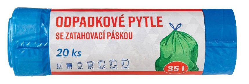 Domácnost a Zahrada - Váš Výběr Sáčky do odpadkových košů se zatahovací modré 35l x 20ks
