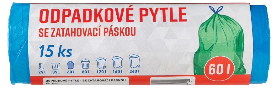 Domácnost a Zahrada - Váš Výběr Sáčky do odpadkových košů zatahovací modré 60l x 15ks