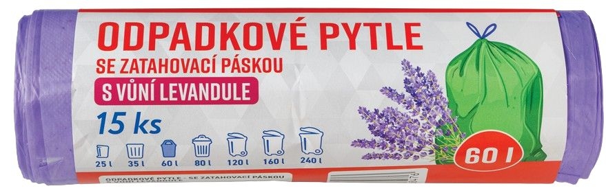 Domácnost a Zahrada - Váš Výběr Sáčky do odpadkových košů zatahovací, s vůní levandule 60l x 15ks
