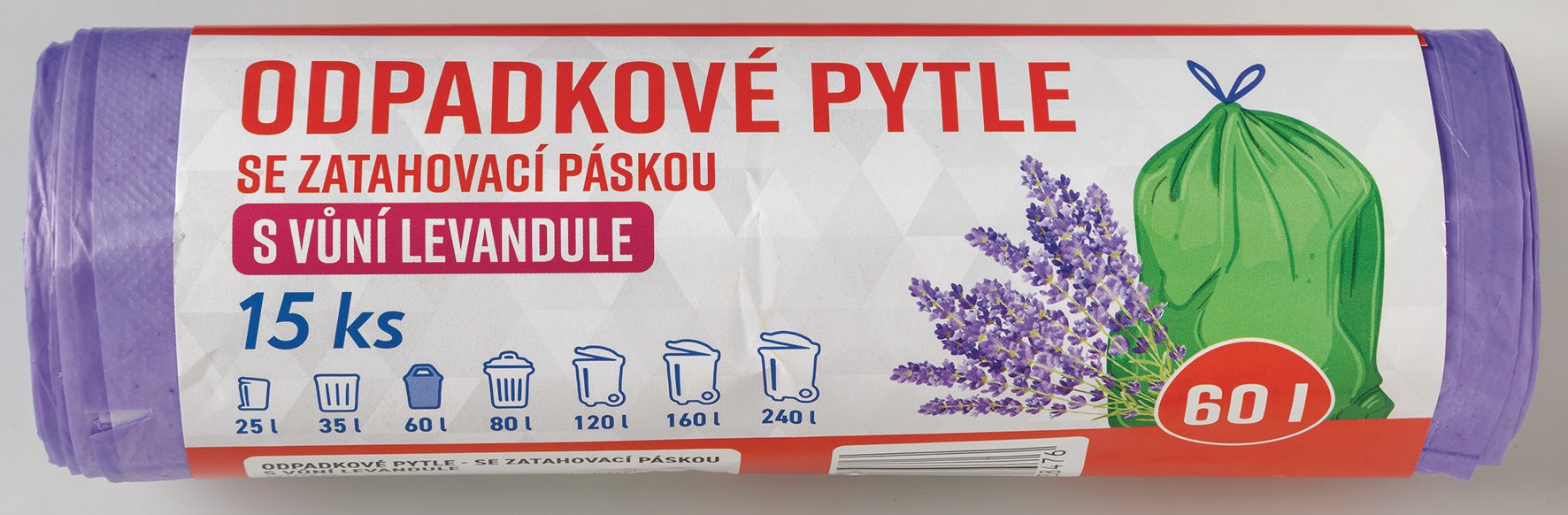 Váš Výběr Sáčky do odpadkových košů zatahovací, s vůní levandule 60l x 15ks-0