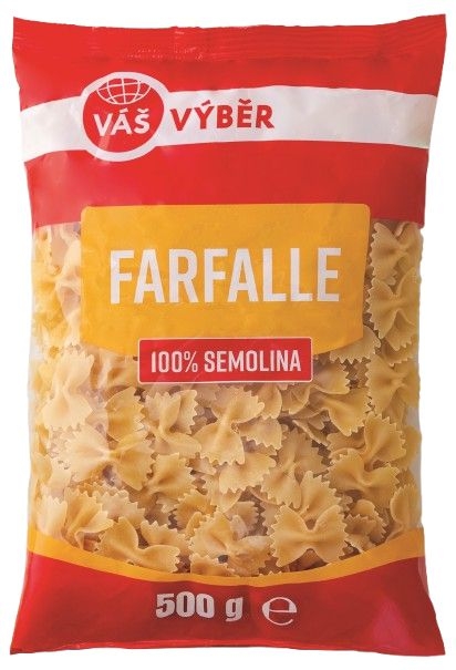 Trvanlivé potraviny - Váš Výběr Semolinové farfalle 500g