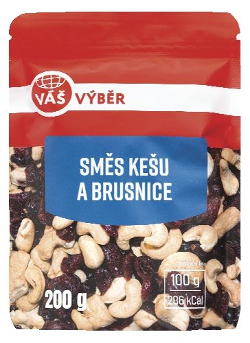 Trvanlivé potraviny - Váš Výběr Směs kešu a brusnice 200g
