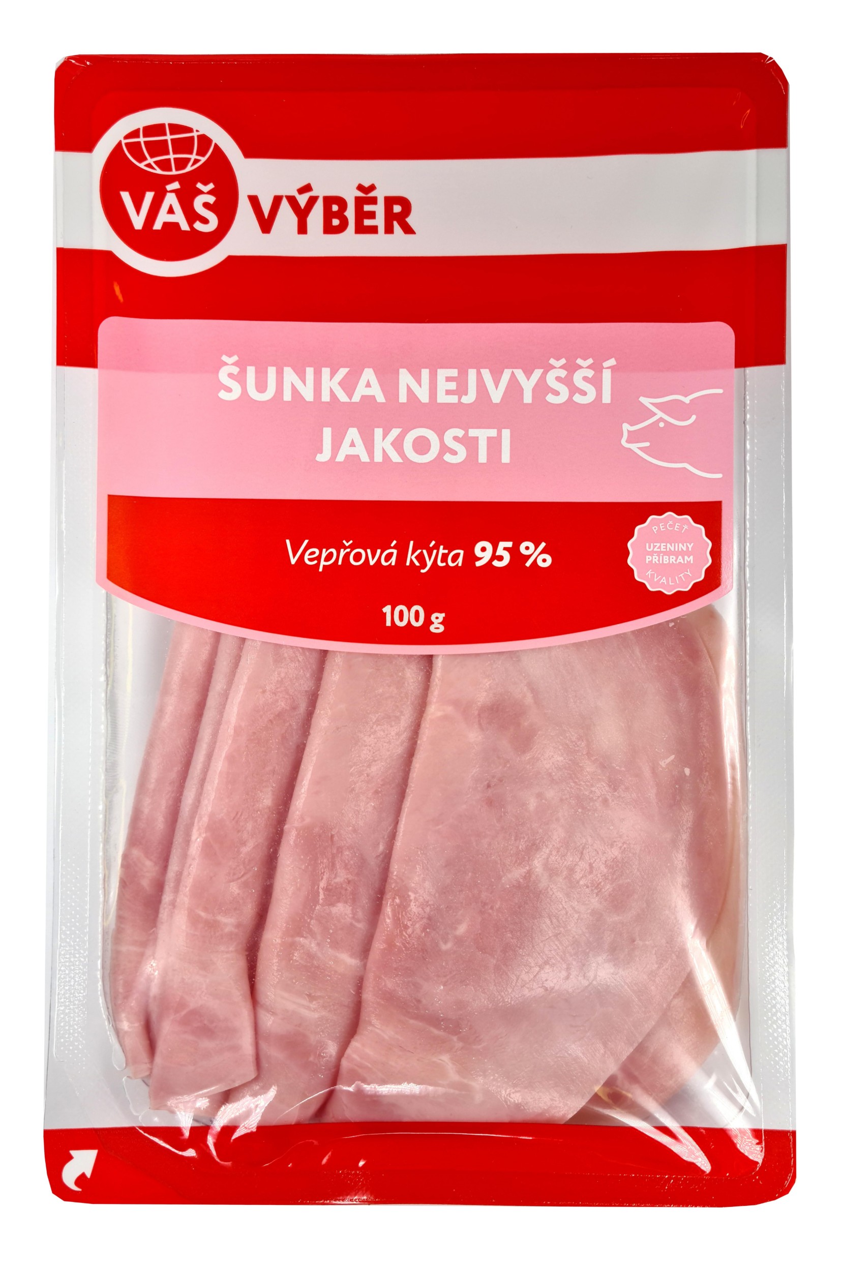 TOP produkty - Váš Výběr Šunka nejvyšší jakosti krájená 95 % 100g