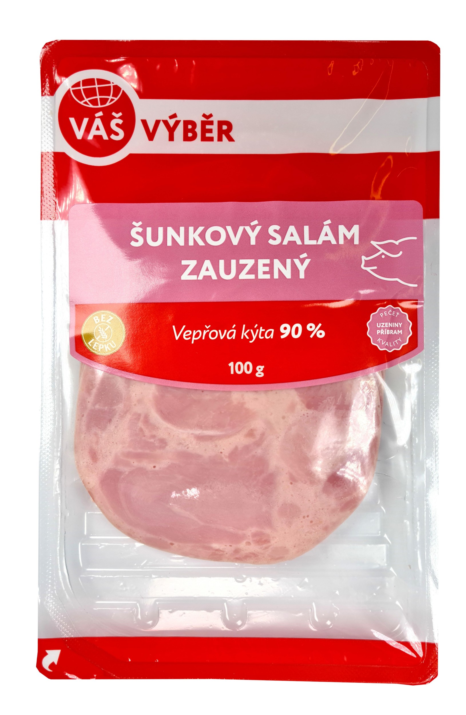 Uzeniny a lahůdky - Váš Výběr Šunkový salám zauzený krájený 90 % 100g