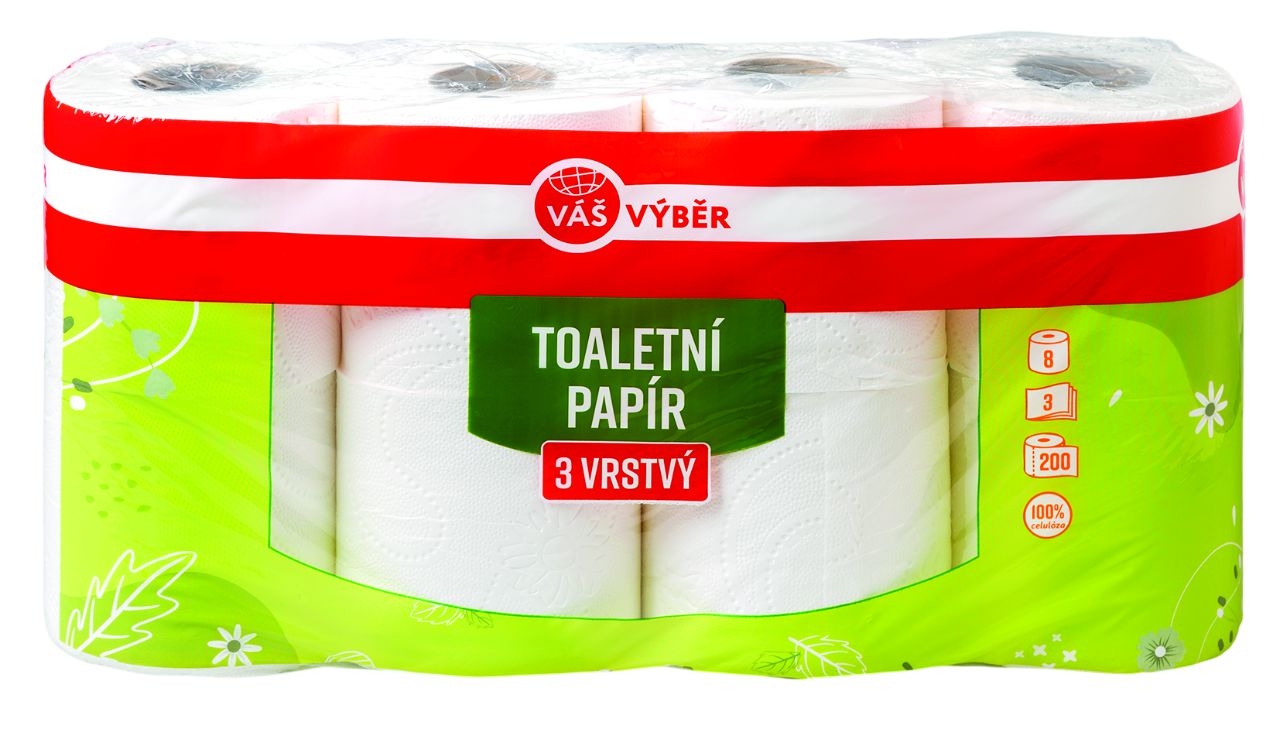 Drogerie a kosmetika - Váš Výběr Toaletní papír bílý 3vrstvý 8ks