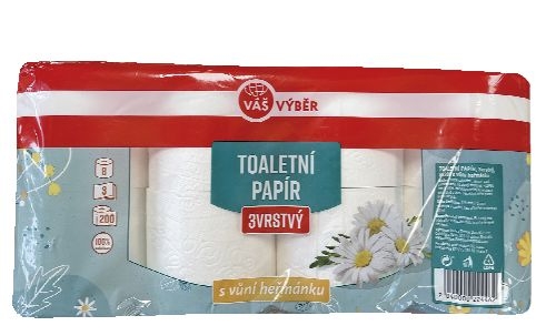 Drogerie a kosmetika - Váš Výběr Toaletní papír Heřmánek 3 vrstvý 8 rolí