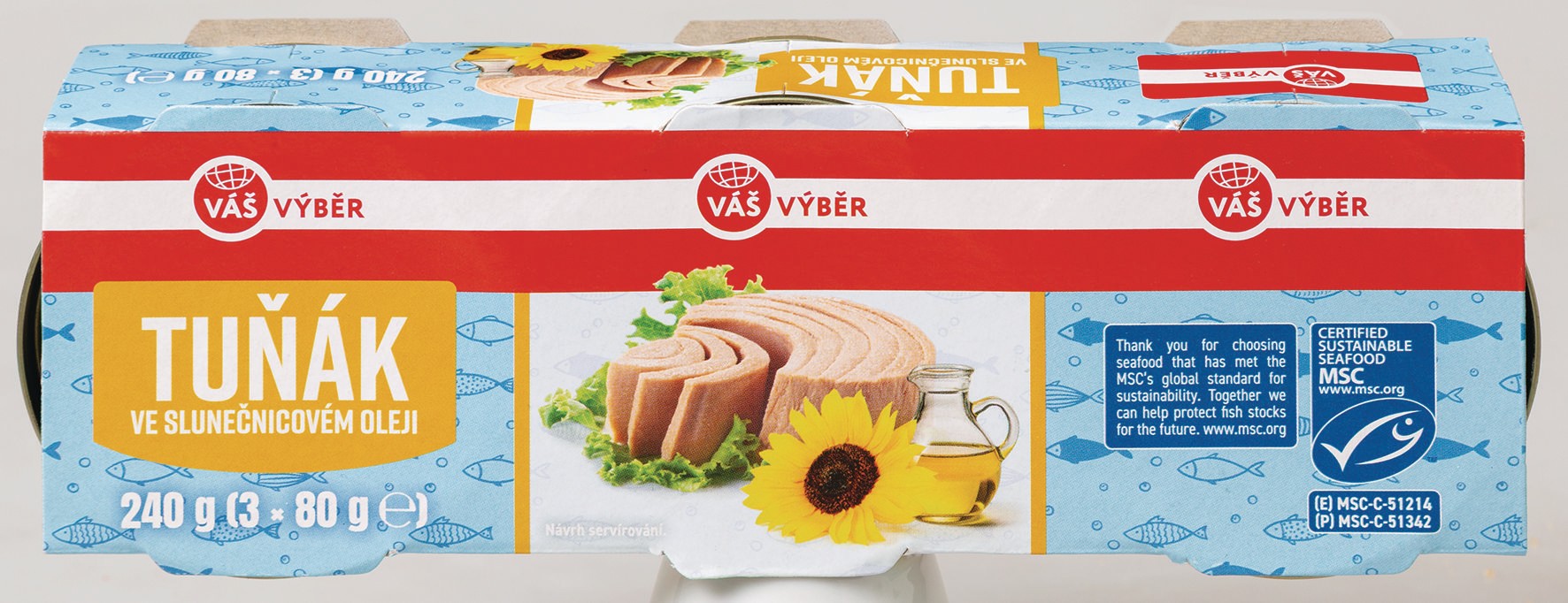 Váš Výběr Tuňák ve slunečnicovém oleji MSC 3 x 80 g-1