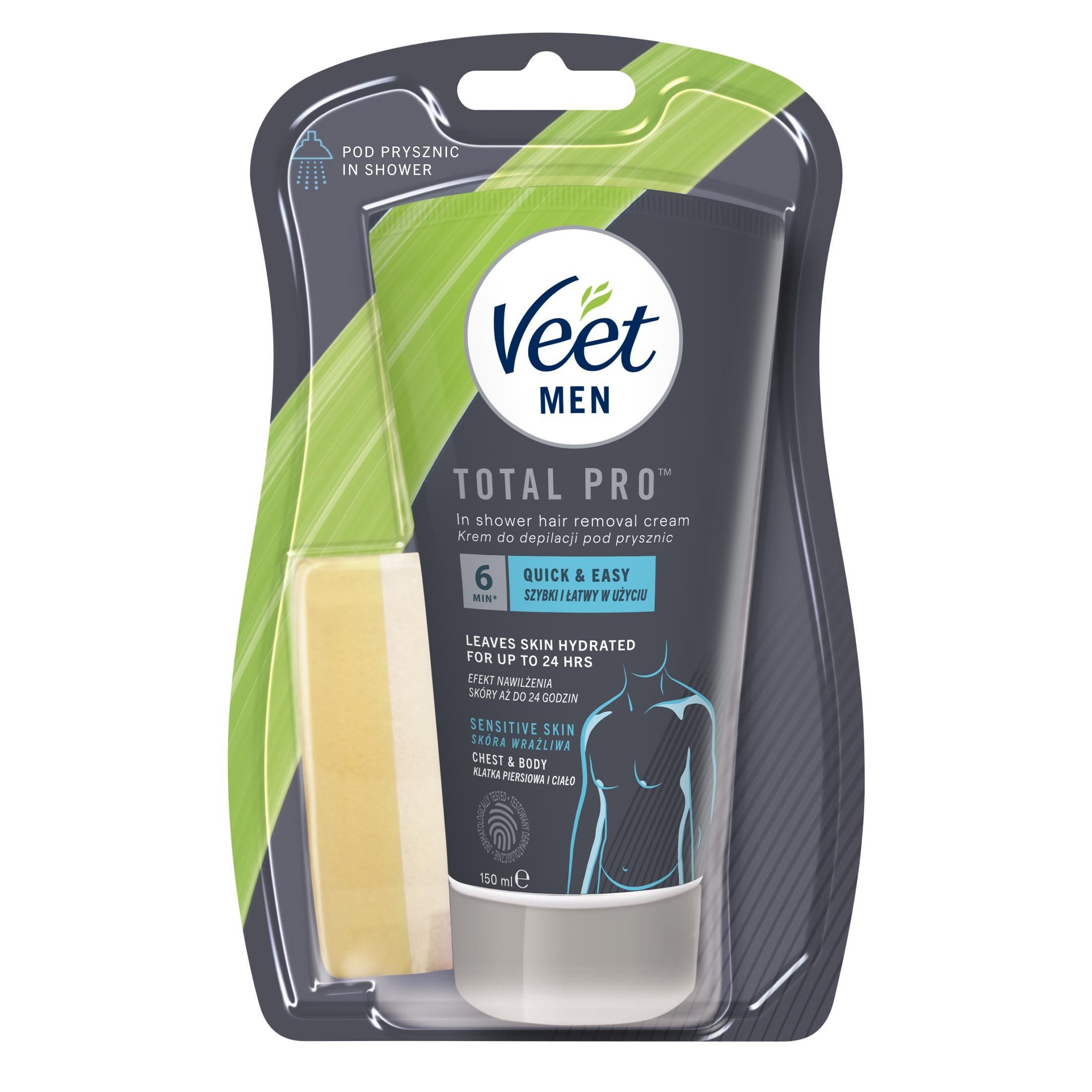 Drogerie a kosmetika - Veet Men Depilační krém pro citlivou pokožku do sprchy 150 ml