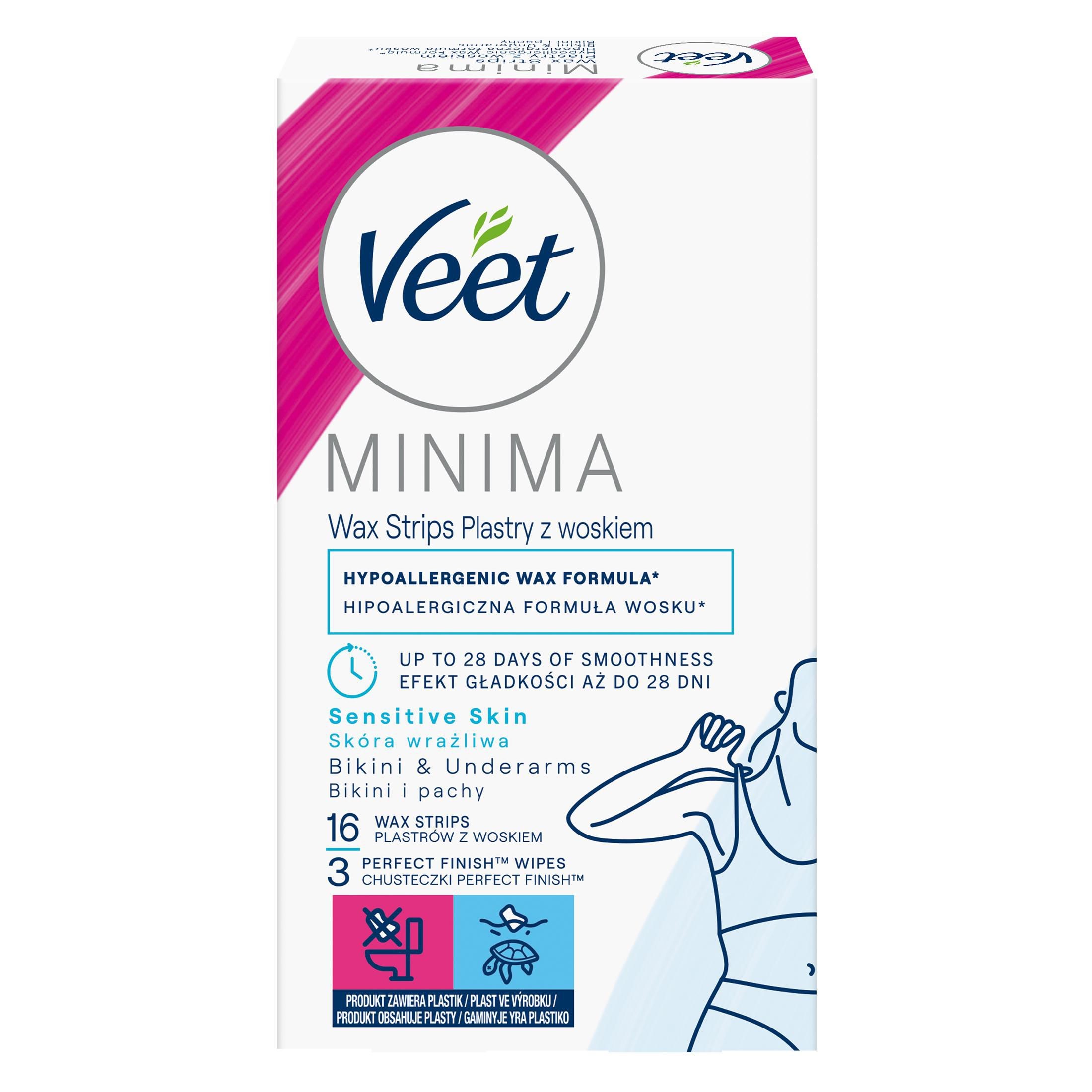 Drogerie a kosmetika - Veet Minima Hypoalergenní voskové pásky Bikiny a Podpaží 16 ks