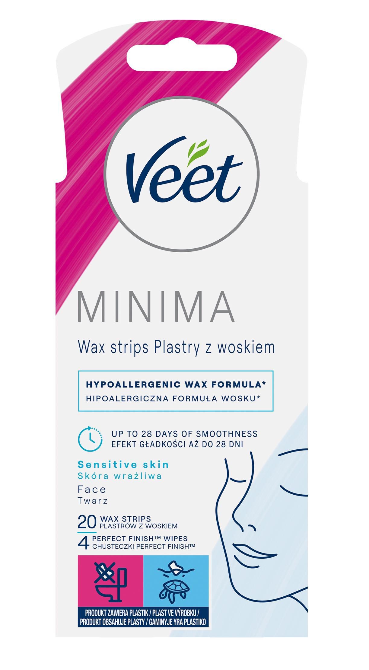Drogerie a kosmetika - Veet Minima Hypoalergenní voskové pásky na obličej 20ks