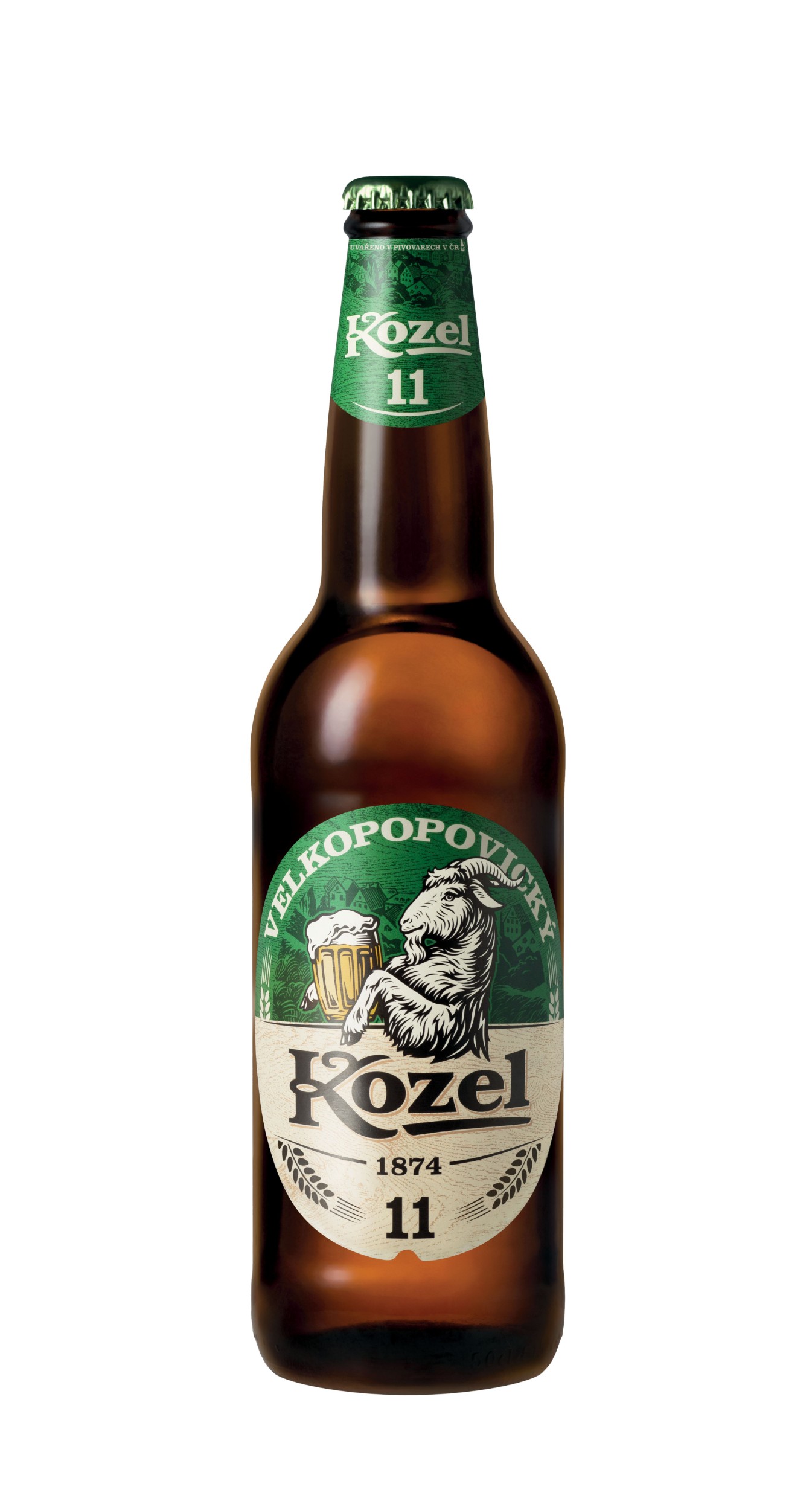 Nápoje - Velkopopovický Kozel 11° pivo ležák světlý sklo 0,5 l