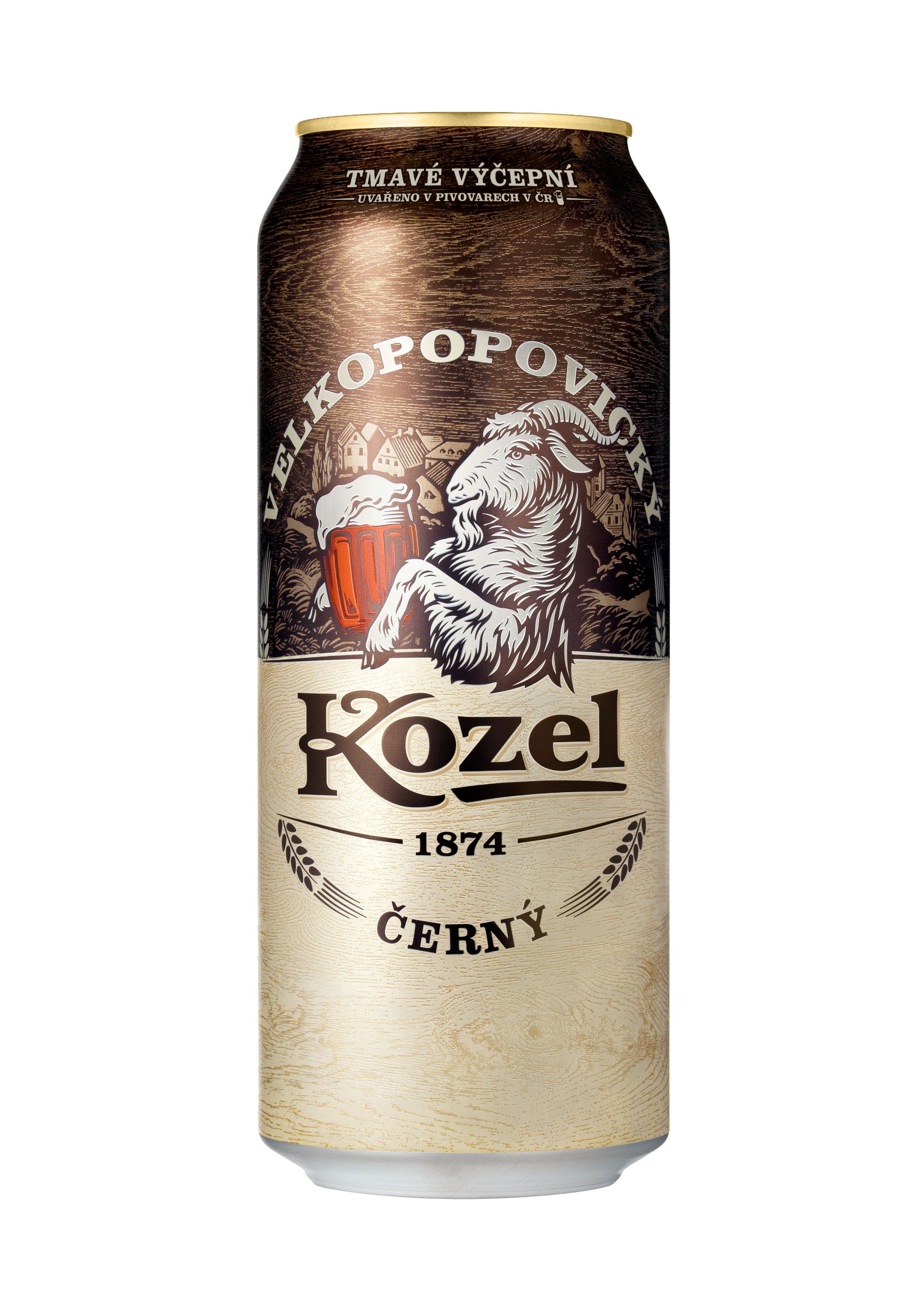 Nápoje - Velkopopovický Kozel Černý pivo výčepní tmavé plech 0,5 l