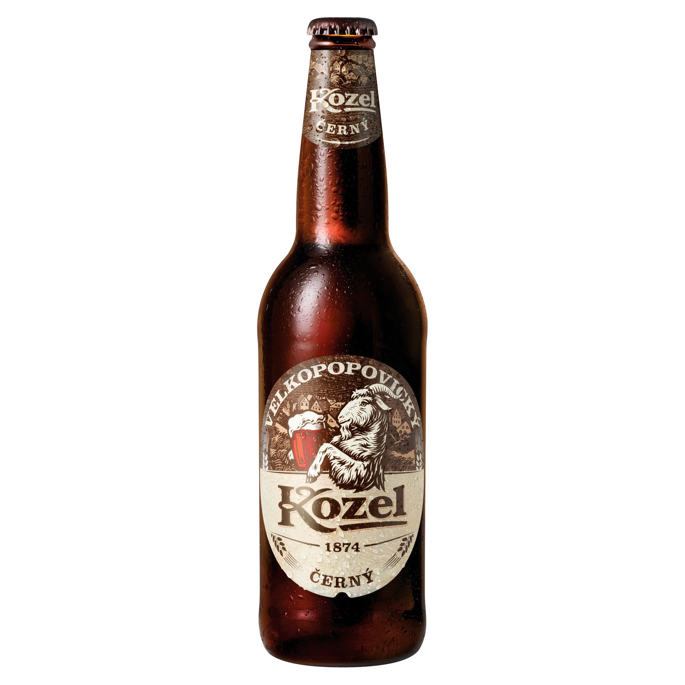 Nápoje - Velkopopovický Kozel Černý pivo výčepní tmavé sklo 0,5 l