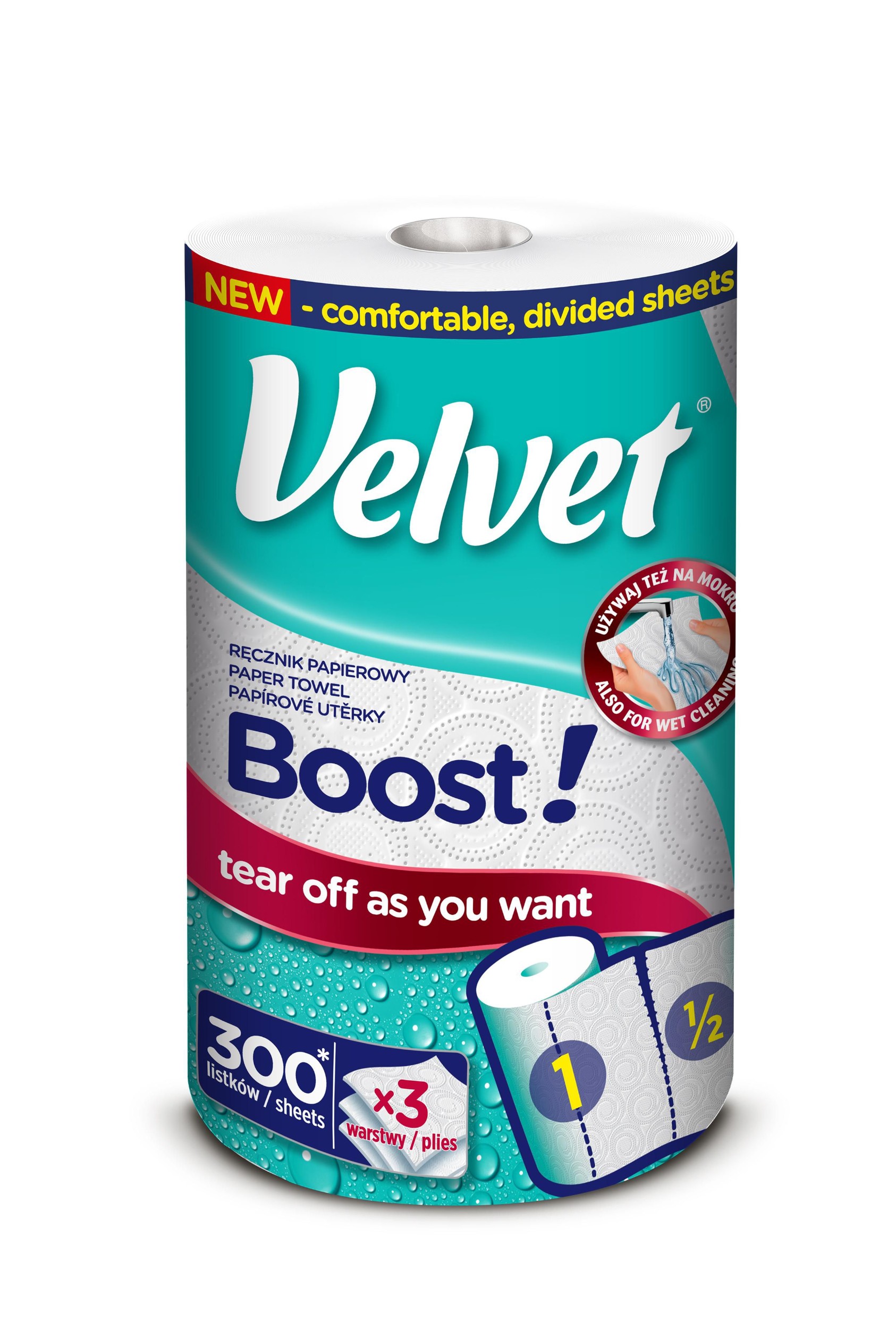 Drogerie a kosmetika - Velvet Boost kuchyňské utěrky 1x300 3vrstvé 1 ks
