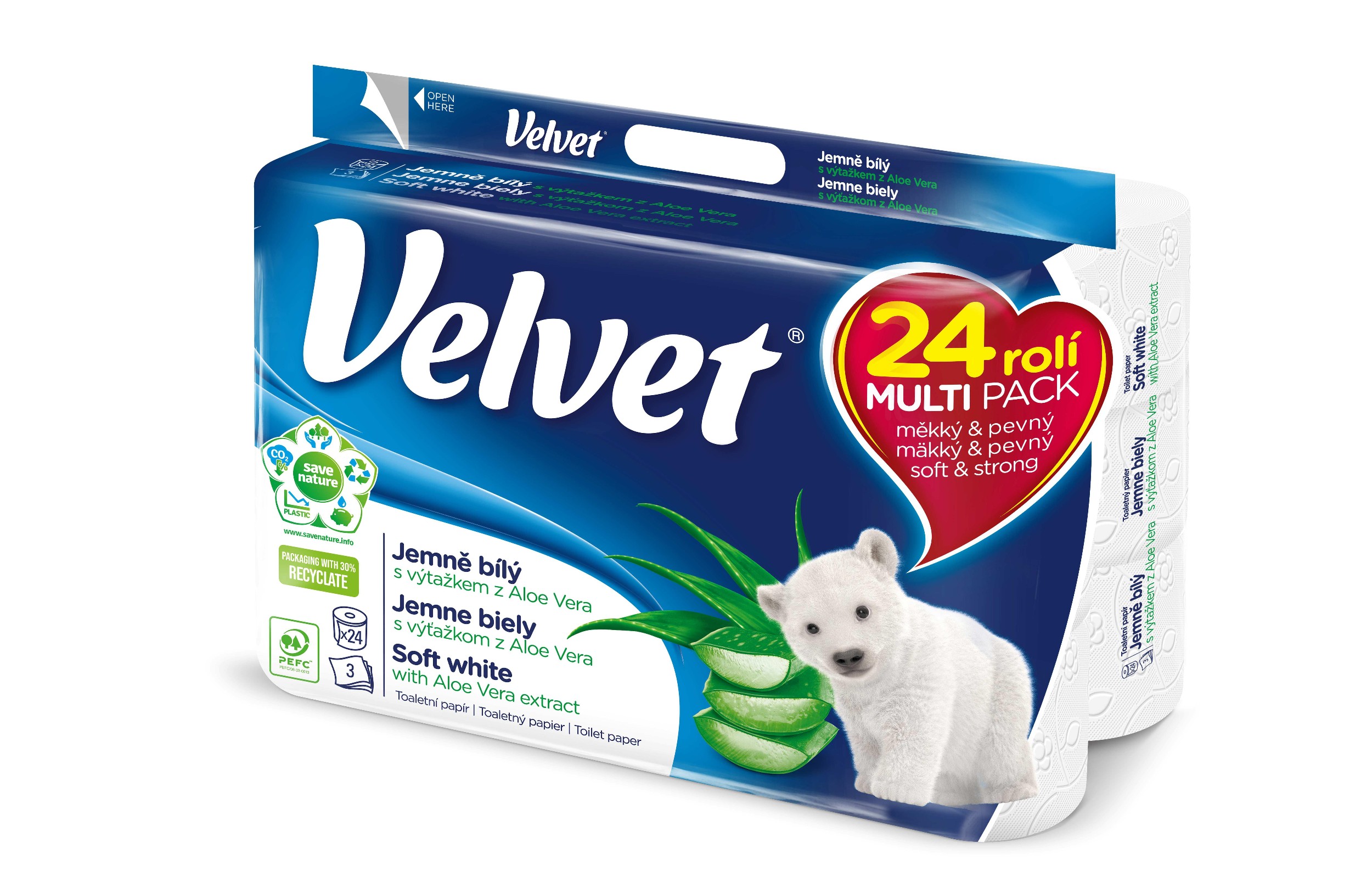Drogerie a kosmetika - Velvet Toaletní papír bílý 3vrstvý 150 útržků 24 ks
