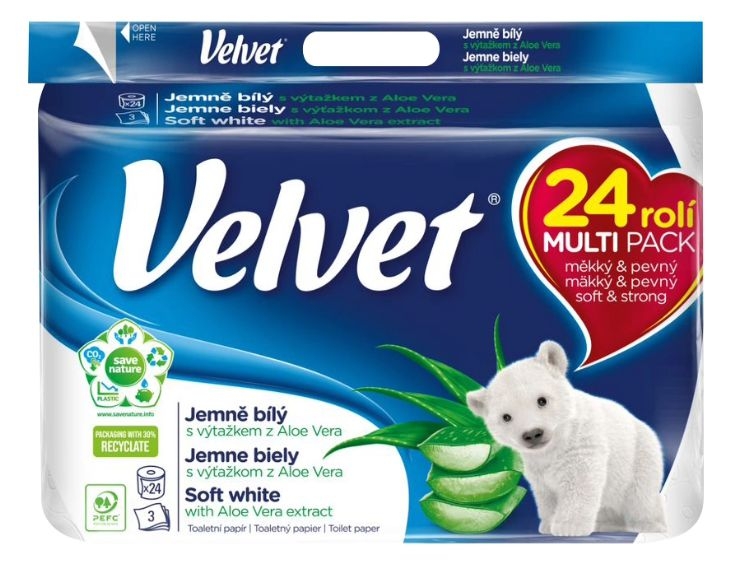 Velvet Toaletní papír bílý 3vrstvý 150 útržků 24 ks-1