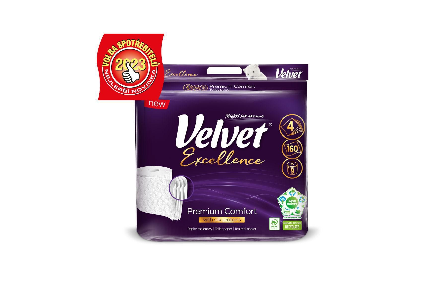 Drogerie a kosmetika - Velvet toaletní papír Excellence 9x160 4vrstvý 9 ks