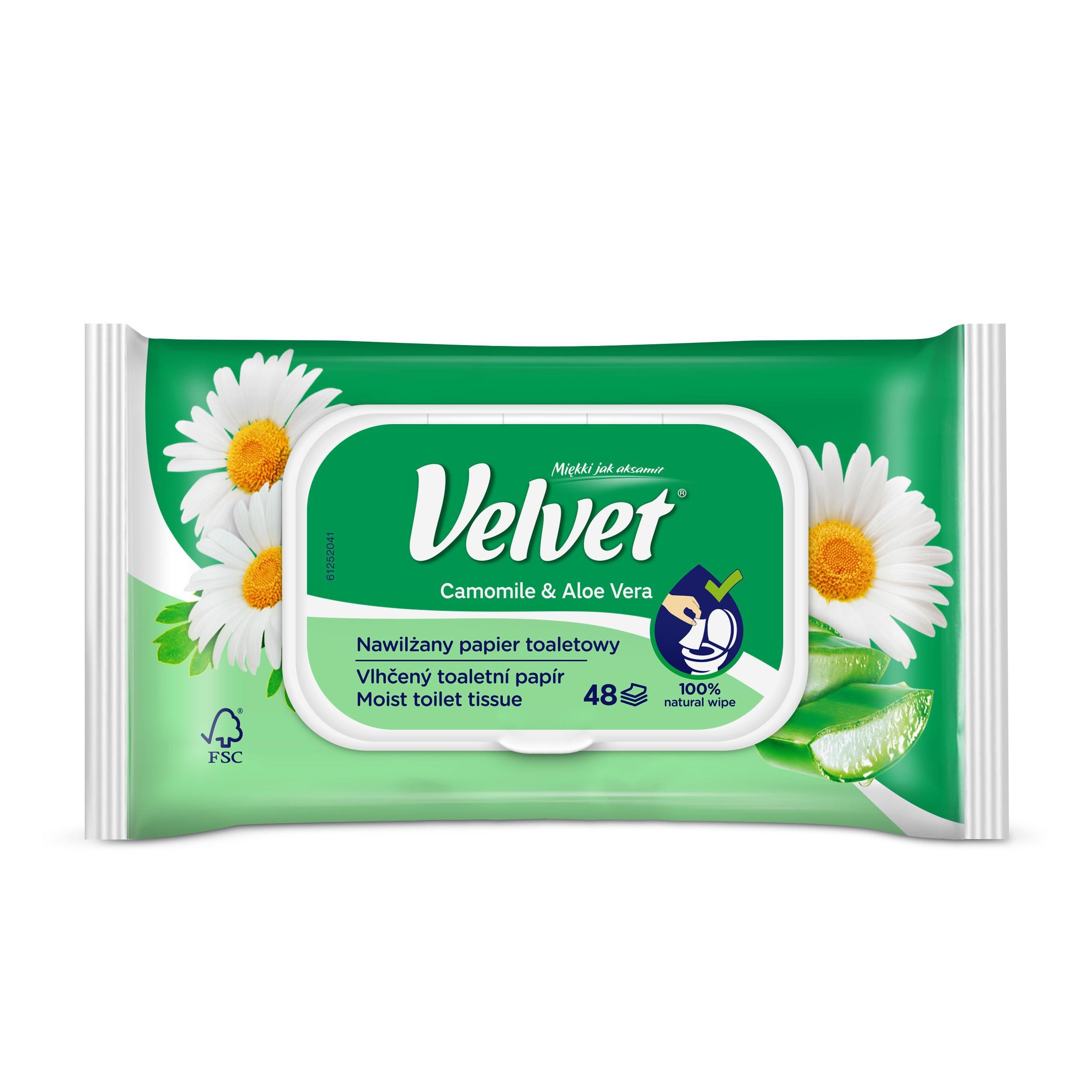 Drogerie a kosmetika - Velvet vlhčený toaletní papír Camomile 48 ks
