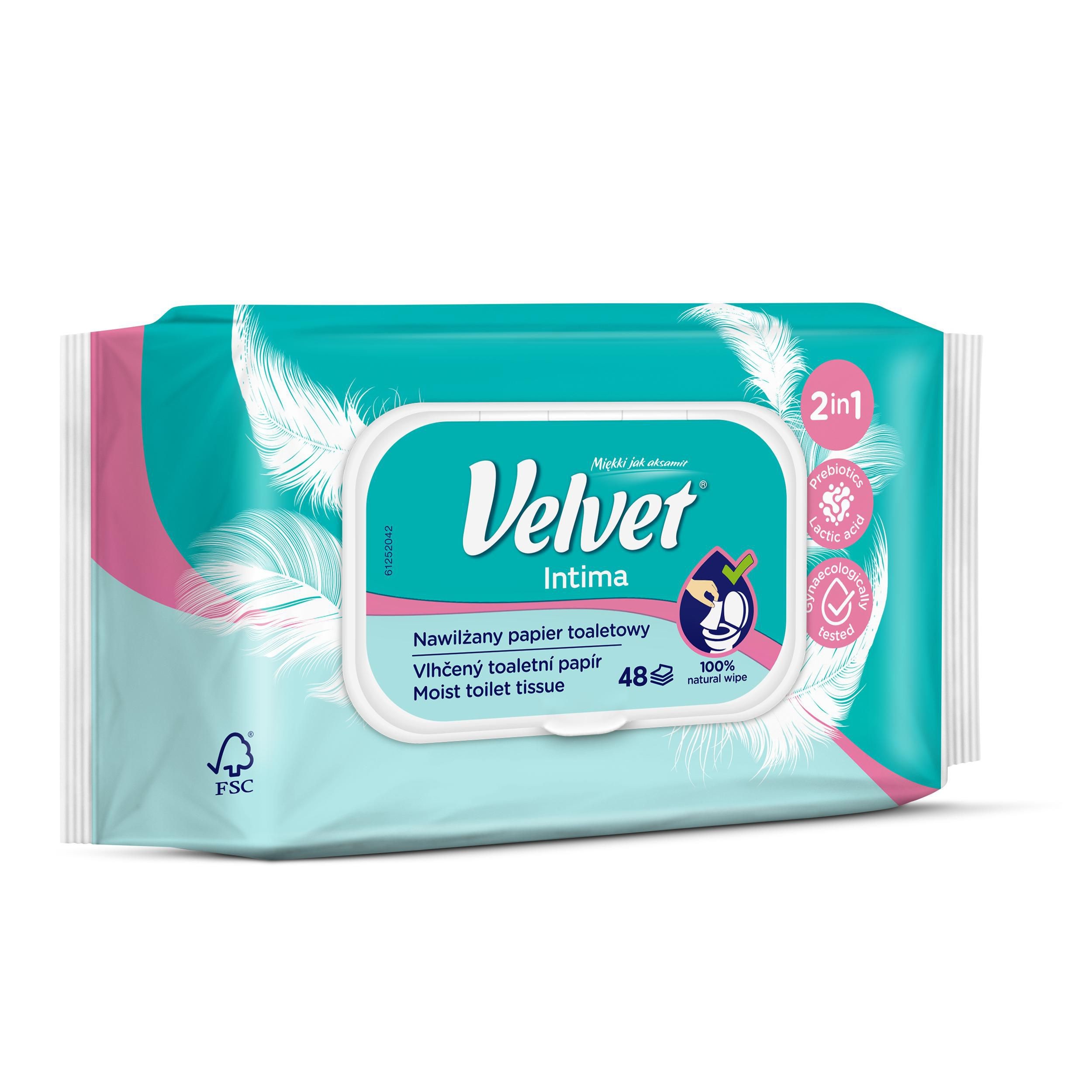 Drogerie a kosmetika - Velvet vlhčený toaletní papír Intima 48 ks