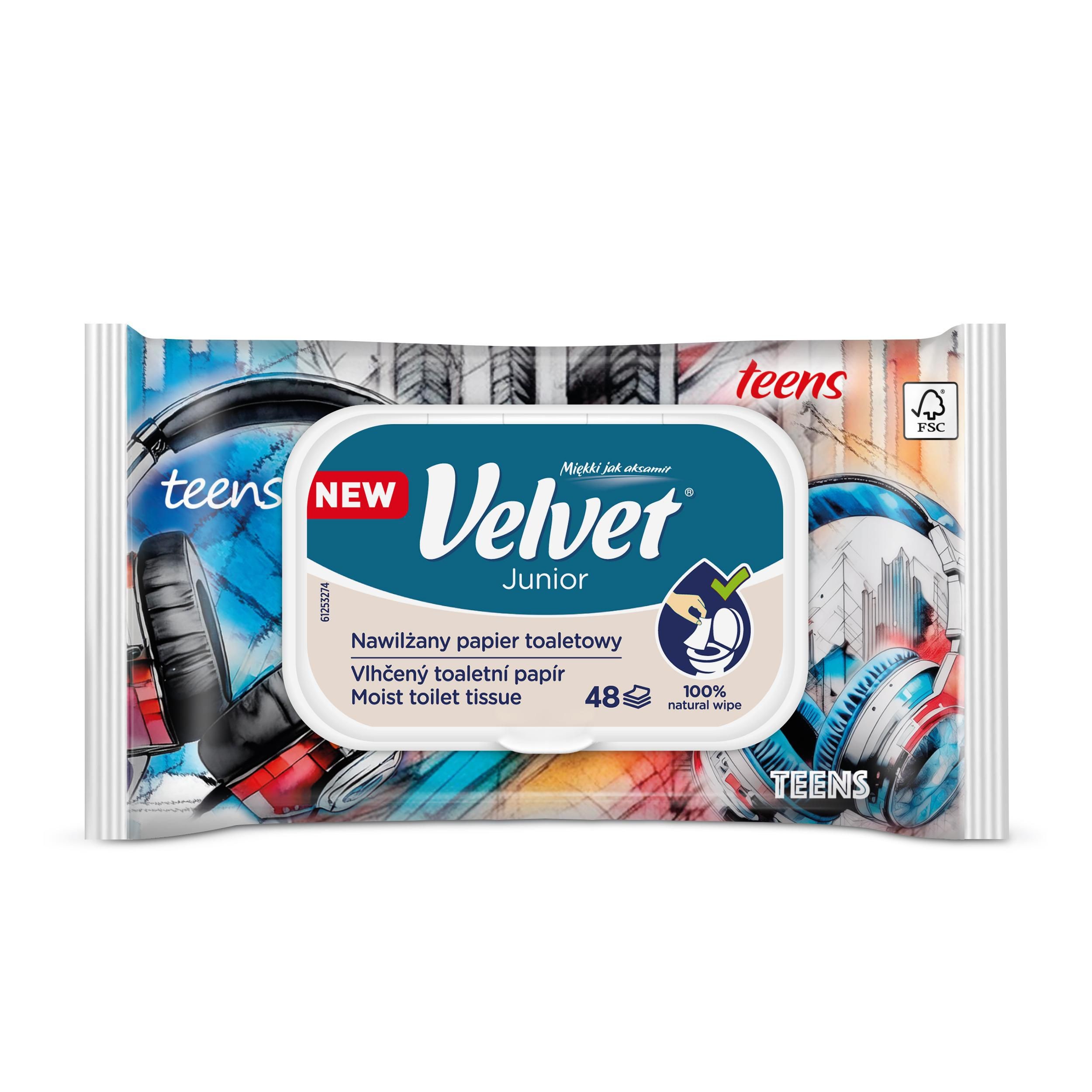 Drogerie a kosmetika - Velvet vlhčený toaletní papír Junior 48 ks