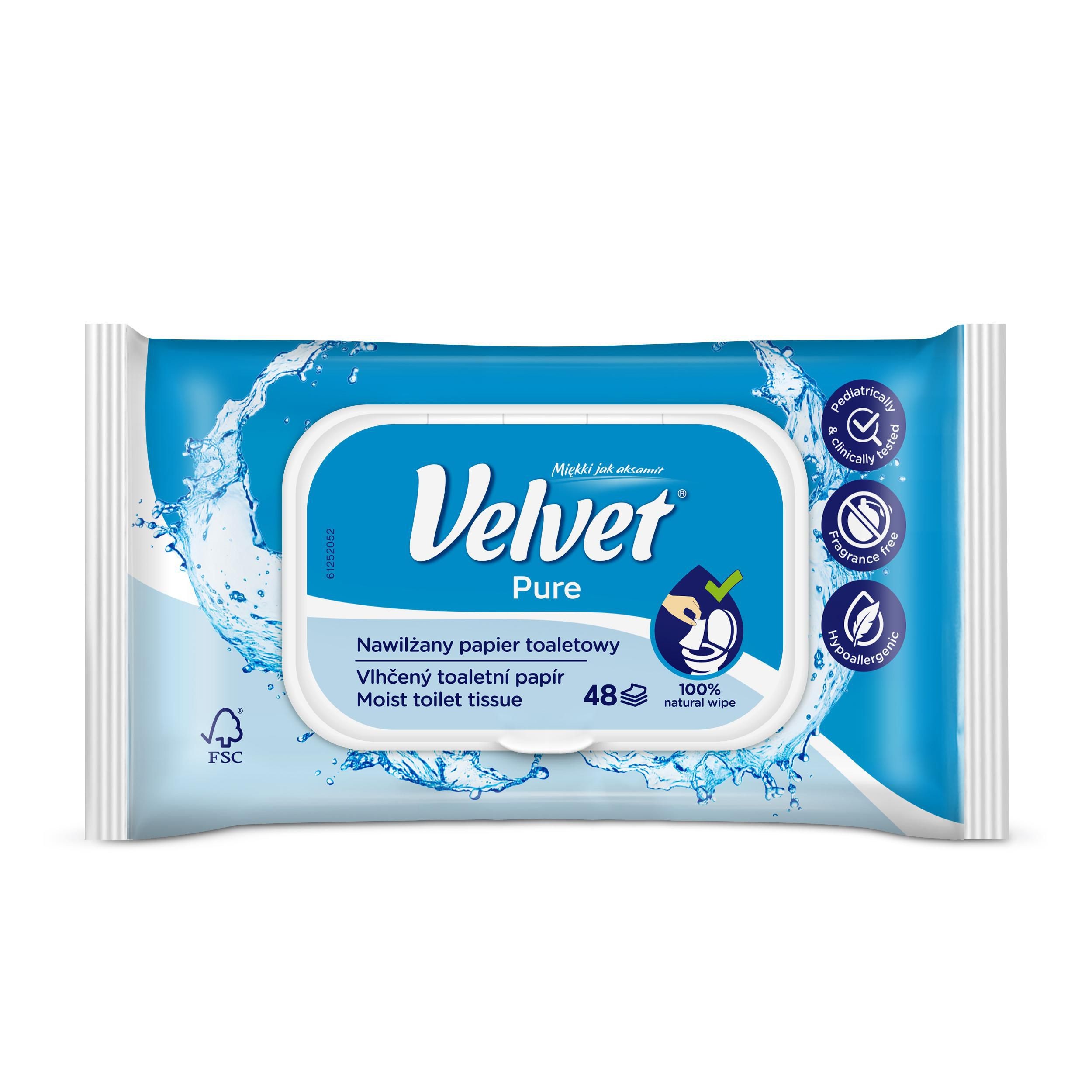 Drogerie a kosmetika - Velvet vlhčený toaletní papír Pure 48 ks